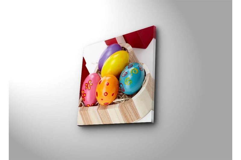 Canvas-taulu 45x45 cm - Värikkäät pääsiäismunat korissa - Keltainen / Vaaleanpunainen / Sininen - Sisustustuotteet - Taulu & taide - Canvas-taulu