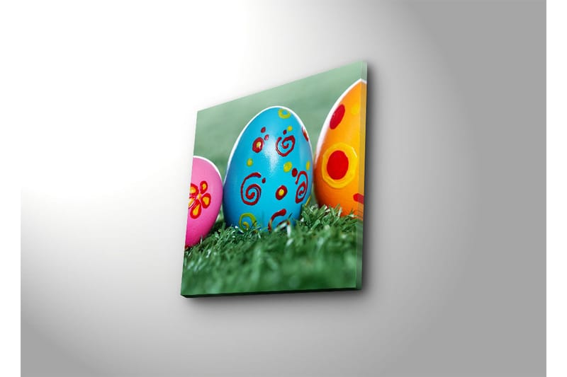 Canvas-taulu 45x45 cm - Värikkäät pääsiäismunat vihreällä nurmikolla - Sininen / Vaaleanpunainen / Keltainen - Sisustustuotteet - Taulu & taide - Canvas-taulu