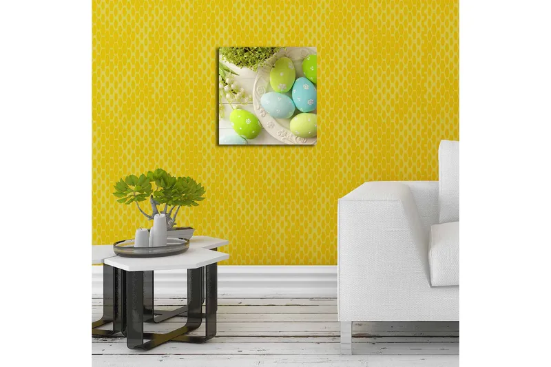 Canvas-taulu 45x45 cm - Värikkäät pääsiäismunat pastelliväreissä - Vihreä / Sininen / Valkoinen - Sisustustuotteet - Taulu & taide - Canvas-taulu