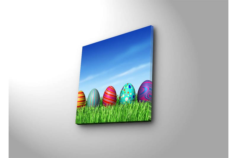 Canvas-taulu 45x45 cm - Värikkäät pääsiäismunat vihreällä nurmikolla - Vihreä / Sininen / Punainen - Sisustustuotteet - Taulu & taide - Canvas-taulu