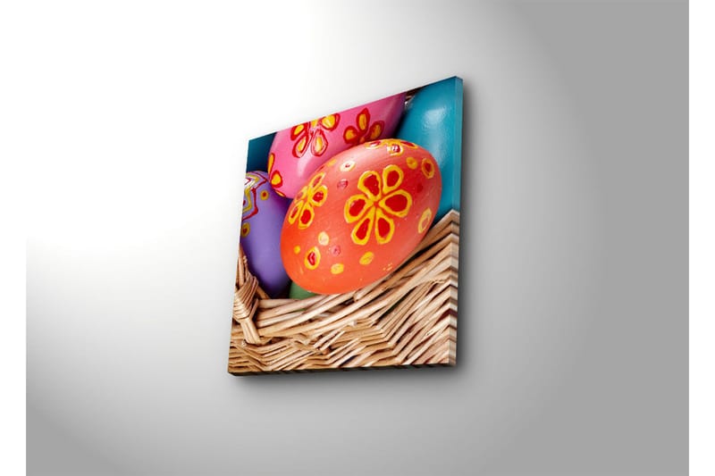Canvas-taulu 45x45 cm - Värikkäät pääsiäismunat korissa - Oranssi / Violetti / Vihreä - Sisustustuotteet - Taulu & taide - Canvas-taulu