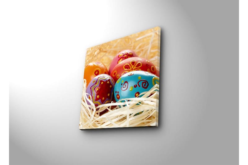 Canvas-taulu 45x45 cm - Värikkäät pääsiäismunat oljessa - Punainen / Sininen / Oranssi - Sisustustuotteet - Taulu & taide - Canvas-taulu