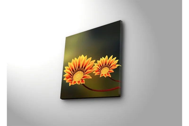 Canvas-taulu 45x45 cm - Värikkäitä kukkia aurinkoisen keltaisilla ja oransseilla terälehdillä - Keltainen / Oranssi / Ruskea - Sisustustuotteet - Taulu & taide - Canvas-taulu