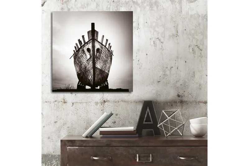 Canvas-taulu 45x45 cm - Vanha vene kuluneilla puurakenteilla - Musta / Harmaa - Sisustustuotteet - Taulu & taide - Canvas-taulu