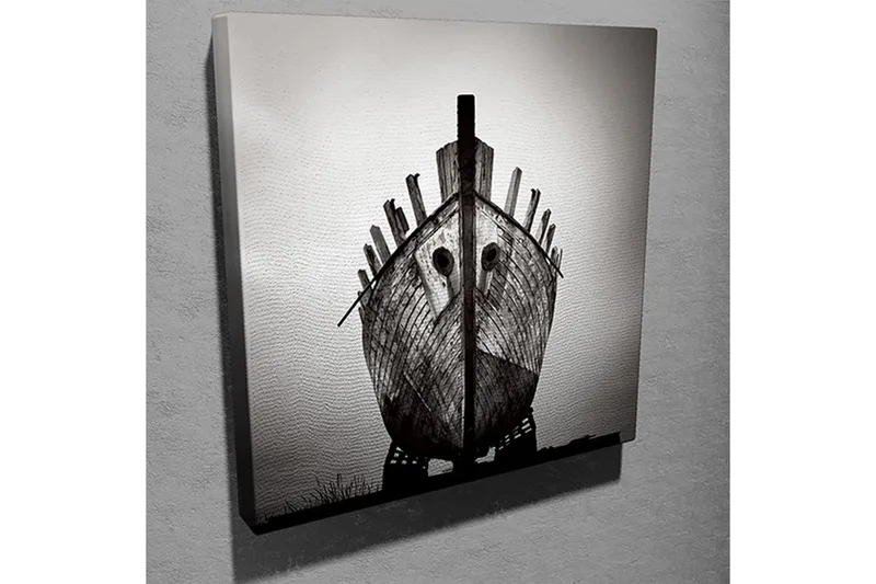 Canvas-taulu 45x45 cm - Vanha vene kuluneilla puurakenteilla - Musta / Harmaa - Sisustustuotteet - Taulu & taide - Canvas-taulu