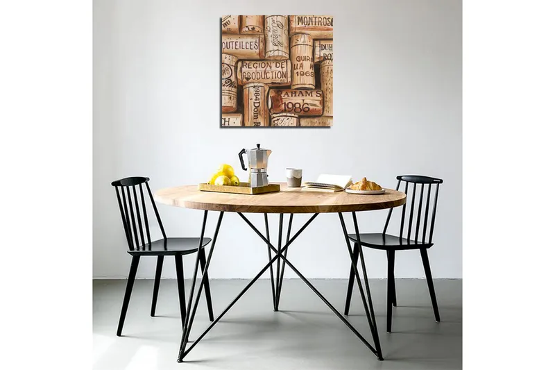 Canvas-taulu 45x45 cm - Viinipullojen korkit erilaisissa asetelmissa - Vaaleanruskea / Tummanruskea / Beige - Sisustustuotteet - Taulu & taide - Canvas-taulu