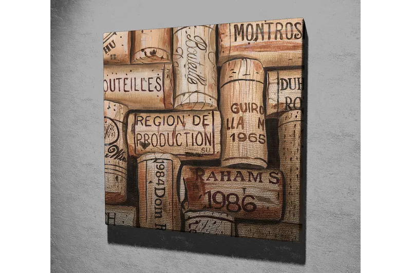 Canvas-taulu 45x45 cm - Viinipullojen korkit erilaisissa asetelmissa - Vaaleanruskea / Tummanruskea / Beige - Sisustustuotteet - Taulu & taide - Canvas-taulu