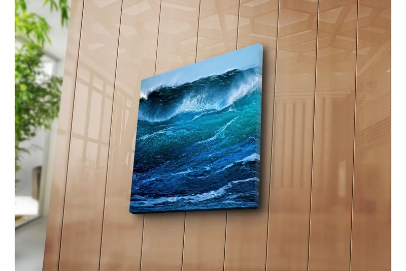 Canvas-taulu 45x45 cm - Voimakkaat valtameren aallot liikkeessä - Tummansininen / Turkoosi / Valkoinen - Sisustustuotteet - Taulu & taide - Canvas-taulu