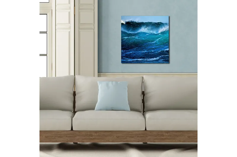 Canvas-taulu 45x45 cm - Voimakkaat valtameren aallot liikkeessä - Tummansininen / Turkoosi / Valkoinen - Sisustustuotteet - Taulu & taide - Canvas-taulu