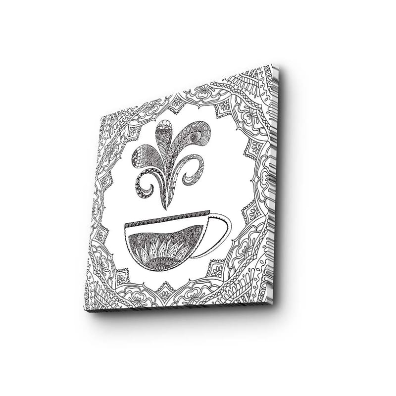 Canvas-taulu 45x45 cm - Yksityiskohtainen kuva höyryävästä kahvikupista - Musta / Valkoinen - Sisustustuotteet - Taulu & taide - Canvas-taulu