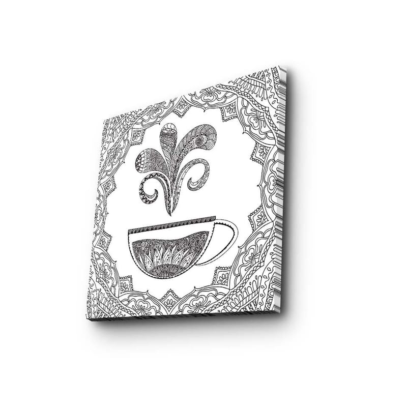 Canvas-taulu 45x45 cm - Yksityiskohtainen kuva höyryävästä kahvikupista - Musta / Valkoinen - Sisustustuotteet - Taulu & taide - Canvas-taulu
