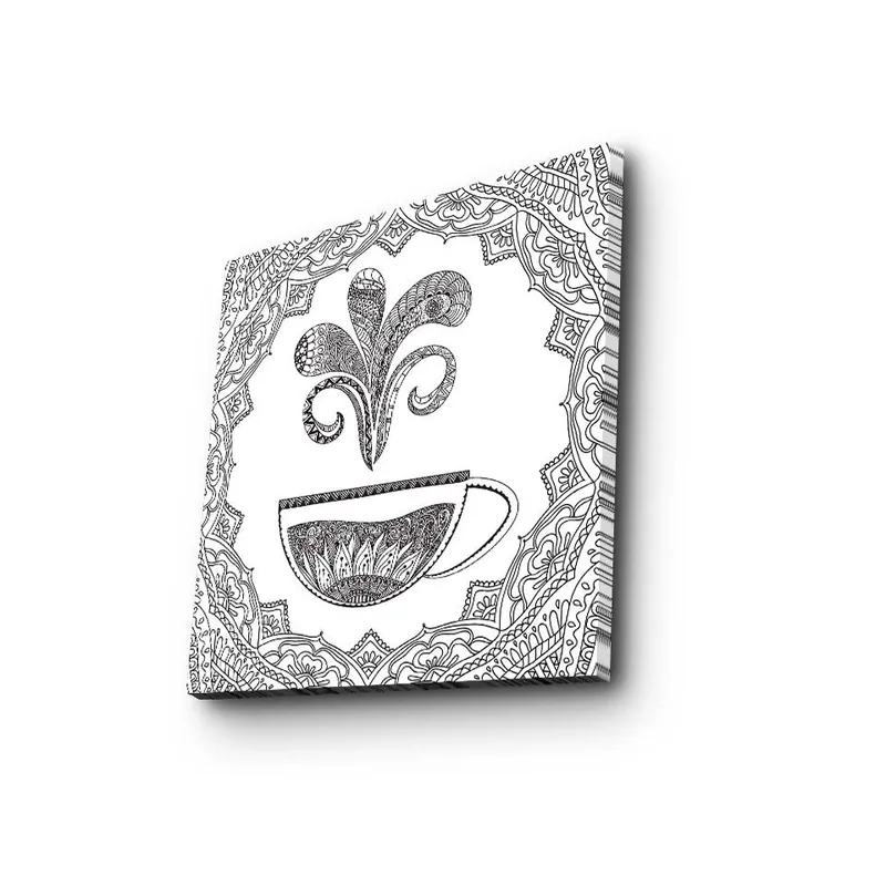 Canvas-taulu 45x45 cm - Yksityiskohtainen kuva höyryävästä kahvikupista - Musta / Valkoinen - Sisustustuotteet - Taulu & taide - Canvas-taulu