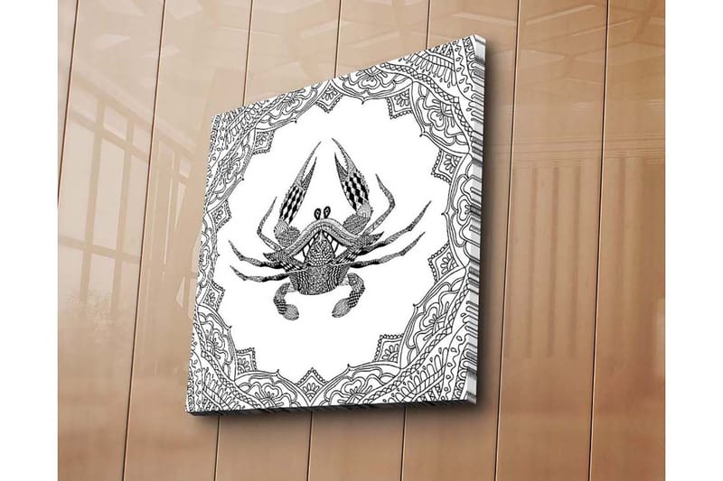 Canvas-taulu 45x45 cm - Yksityiskohtainen kuva ravusta koristekuvioiden ympäröimänä - Musta / Valkoinen - Sisustustuotteet - Taulu & taide - Canvas-taulu