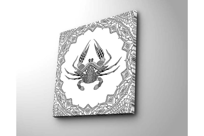 Canvas-taulu 45x45 cm - Yksityiskohtainen kuva ravusta koristekuvioiden ympäröimänä - Musta / Valkoinen - Sisustustuotteet - Taulu & taide - Canvas-taulu