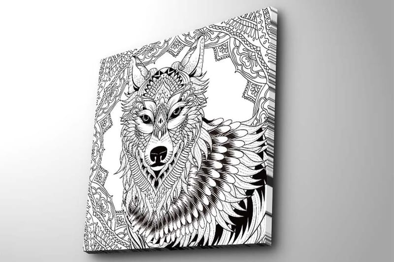 Canvas-taulu 45x45 cm - Yksityiskohtainen kuva sudesta koristekuvioin - Musta / Valkoinen - Sisustustuotteet - Taulu & taide - Canvas-taulu
