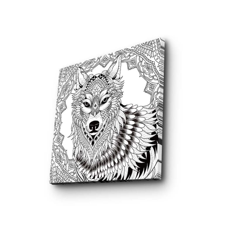 Canvas-taulu 45x45 cm - Yksityiskohtainen kuva sudesta koristekuvioin - Musta / Valkoinen - Sisustustuotteet - Taulu & taide - Canvas-taulu