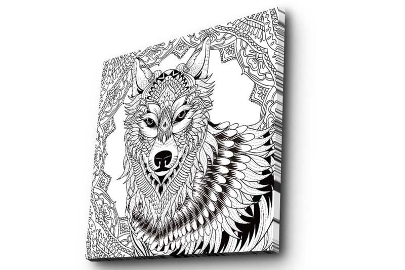 Canvas-taulu 45x45 cm - Yksityiskohtainen kuva sudesta koristekuvioin - Musta / Valkoinen - Sisustustuotteet - Taulu & taide - Canvas-taulu