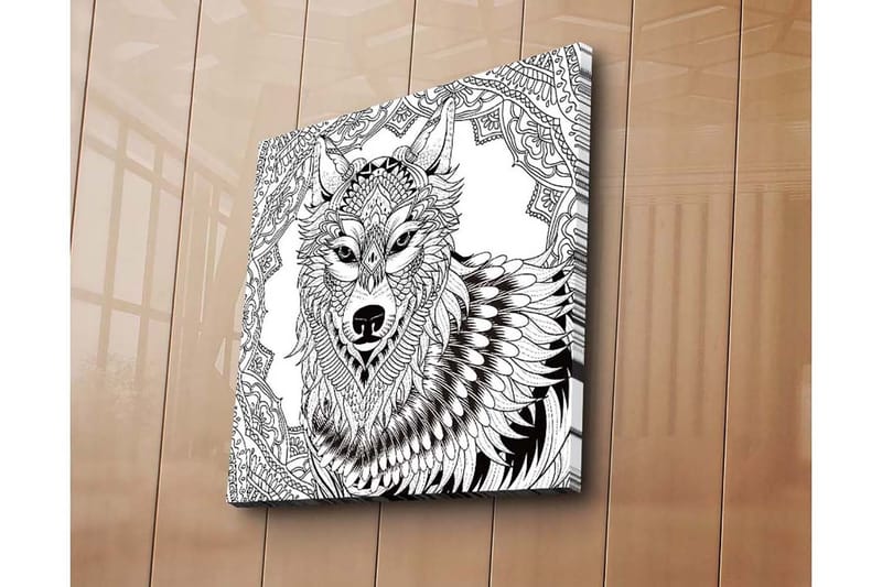 Canvas-taulu 45x45 cm - Yksityiskohtainen kuva sudesta koristekuvioin, Musta / Valkoinen