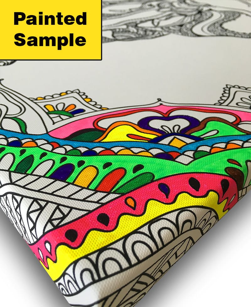 Canvas-taulu 45x45 cm - Yksityiskohtainen sommittelu kukista ja spiraaleista - Musta / Valkoinen - Sisustustuotteet - Taulu & taide - Canvas-taulu