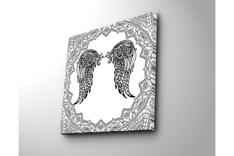 Canvas-taulu 45x45 cm - Yksityiskohtaiset enkelinsiivet koristekehyksissä - Musta / Valkoinen - Sisustustuotteet - Taulu & taide - Canvas-taulu