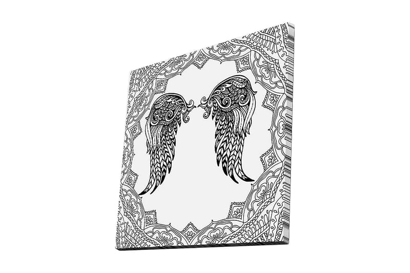 Canvas-taulu 45x45 cm - Yksityiskohtaiset enkelinsiivet koristekehyksissä, Musta / Valkoinen