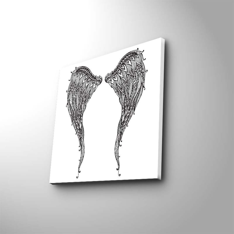 Canvas-taulu 45x45 cm - Yksityiskohtaiset siipien höyhenet, Musta / Valkoinen