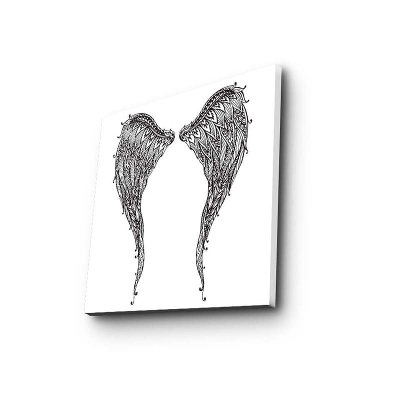 Canvas-taulu 45x45 cm - Yksityiskohtaiset siipien höyhenet - Musta / Valkoinen - Sisustustuotteet - Taulu & taide - Canvas-taulu