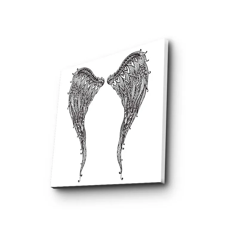 Canvas-taulu 45x45 cm - Yksityiskohtaiset siipien höyhenet - Musta / Valkoinen - Sisustustuotteet - Taulu & taide - Canvas-taulu