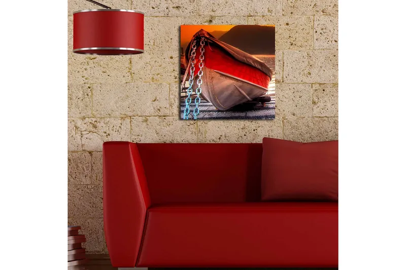 Canvas-taulu 45x45 cm - Punaharmaapintainen vene auringonlaskun valossa - Punainen / Harmaa - Sisustustuotteet - Taulu & taide - Canvas-taulu