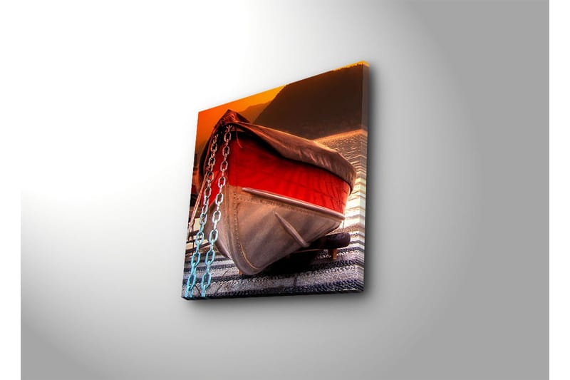 Canvas-taulu 45x45 cm - Punaharmaapintainen vene auringonlaskun valossa - Punainen / Harmaa - Sisustustuotteet - Taulu & taide - Canvas-taulu
