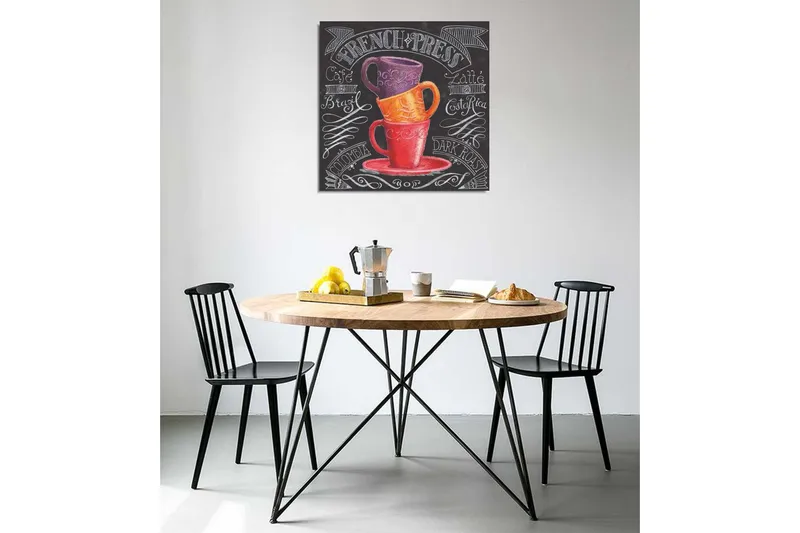 Canvas-taulu 45x45 cm - Pinottuja kahvikuppeja kirkkaissa väreissä - Violetti / Oranssi / Punainen - Sisustustuotteet - Taulu & taide - Canvas-taulu