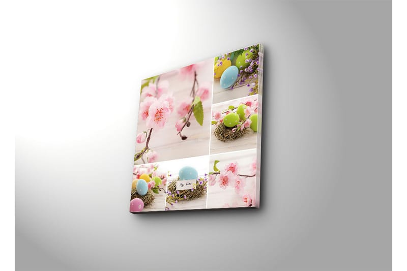 Canvas-taulu 45x45 cm - Pastellivärinen pääsiäisasetelma kukilla ja munilla - Vaaleanpunainen / Vihreä / Sininen - Sisustustuotteet - Taulu & taide - Canvas-taulu