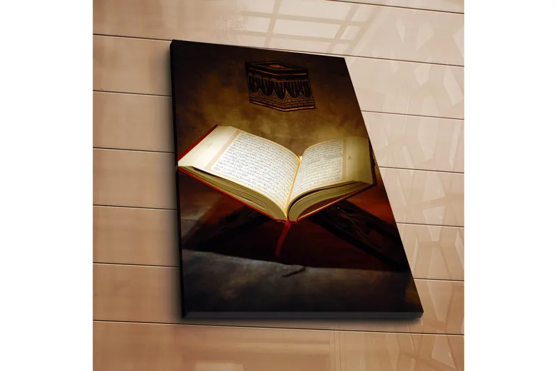 Canvas-taulu 45x70 cm - Avoin kirja kalligrafisilla sivuilla - Kulta / Punainen / Ruskea - Sisustustuotteet - Taulu & taide - Canvas-taulu