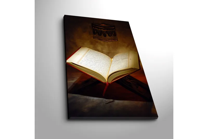 Canvas-taulu 45x70 cm - Avoin kirja kalligrafisilla sivuilla - Kulta / Punainen / Ruskea - Sisustustuotteet - Taulu & taide - Canvas-taulu