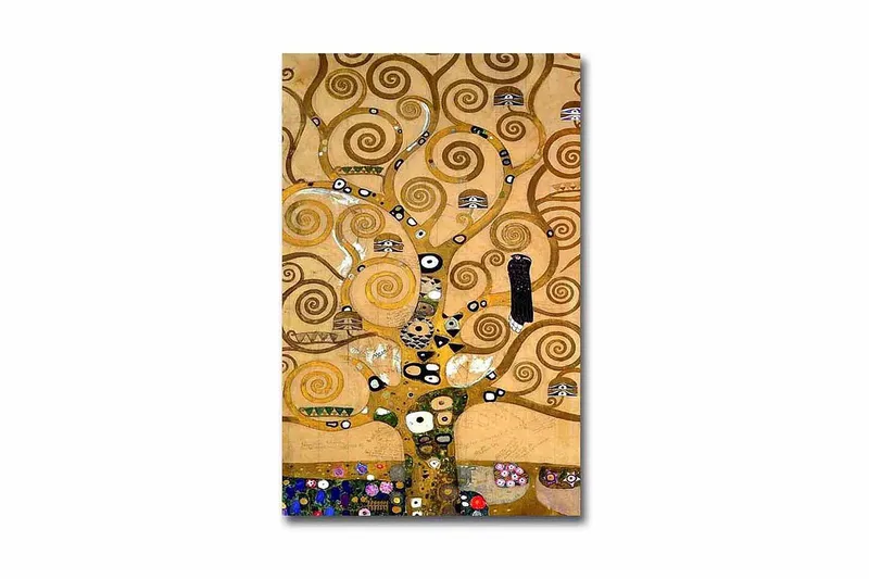 Canvas-taulu 45x70 cm - Spiraalipuusommitelma koriste-elementeillä, Kulta / Ruskea / Musta