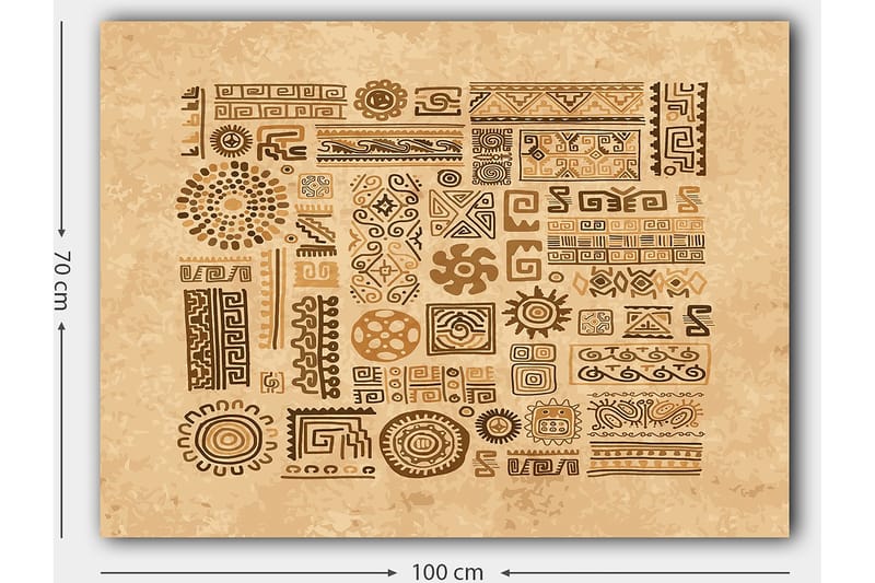 Canvas taulu 70x100 cm - Abstrakteja kuvioita ja symboleja maanläheisessä tyylissä - Vaaleanruskea / Tummanruskea / Beige - Sisustustuotteet - Taulu & taide - Canvas-taulu