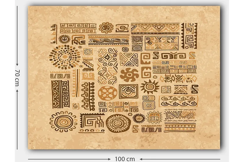 Canvas taulu 70x100 cm - Abstrakteja kuvioita ja symboleja maanläheisessä tyylissä - Vaaleanruskea / Tummanruskea / Beige - Sisustustuotteet - Taulu & taide - Canvas-taulu