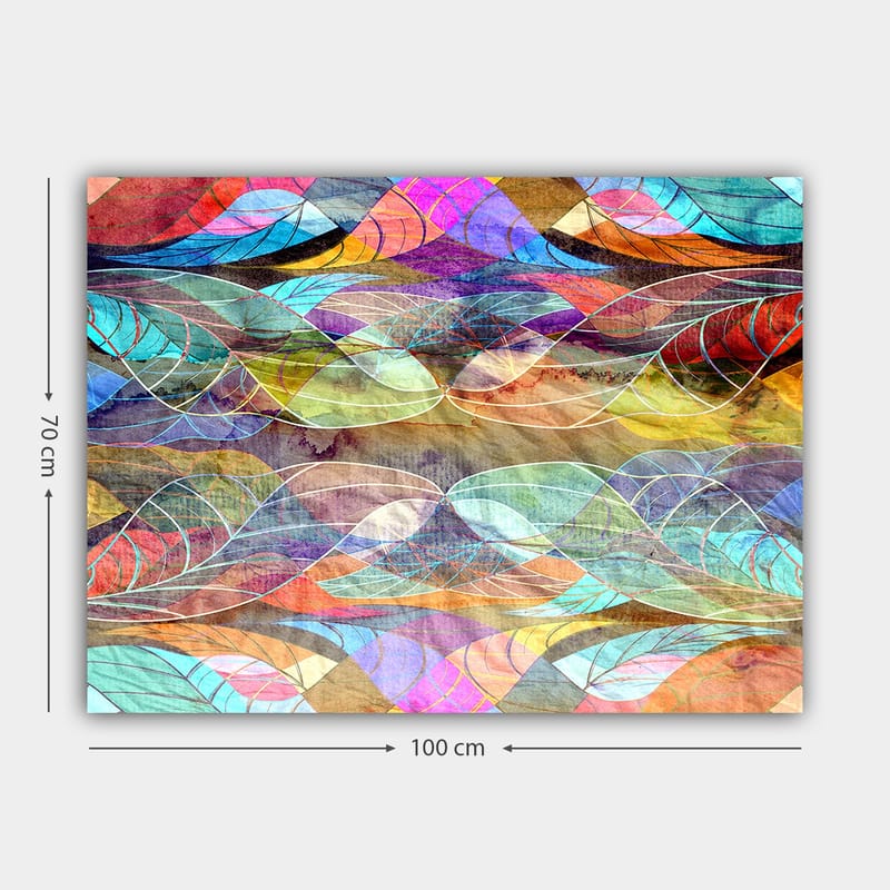 Canvas taulu 70x100 cm - Abstrakti aaltoilevien muotojen kuvio harmonisissa väreissä - Turkoosi / Violetti / Punainen - Sisustustuotteet - Taulu & taide - Canvas-taulu