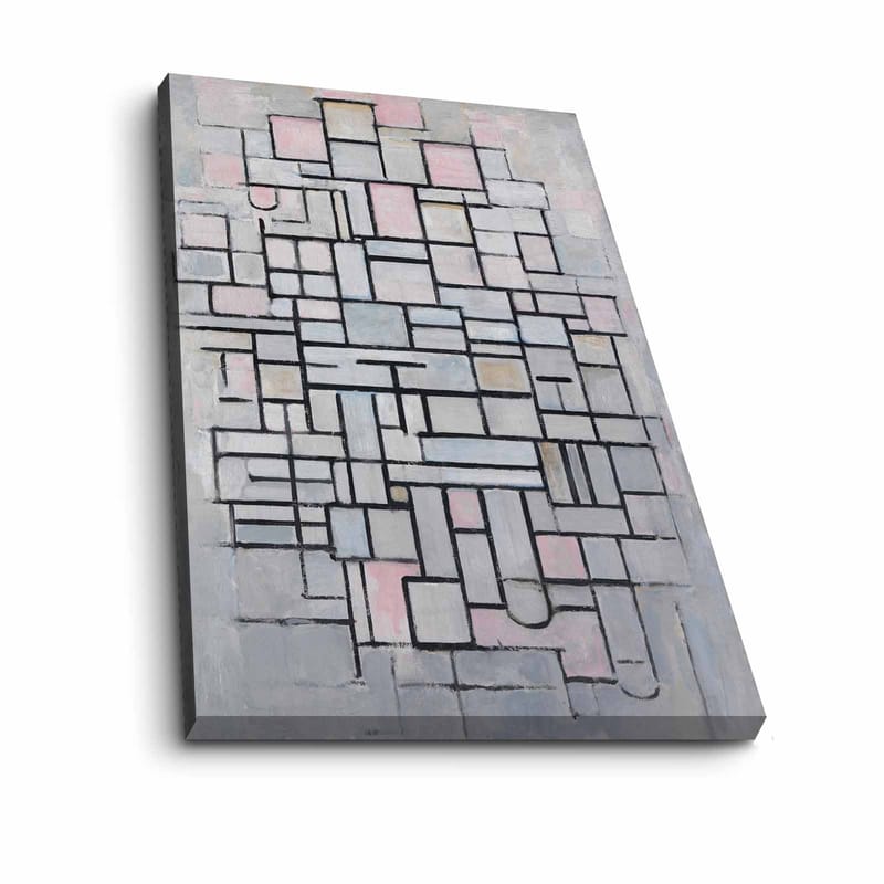 Canvas taulu 70x100 cm - Abstrakti geometristen muotojen sommittelu pehmeissä sävyissä - Vaaleanharmaa / Vaaleanpunainen / Musta - Sisustustuotteet - Taulu & taide - Canvas-taulu