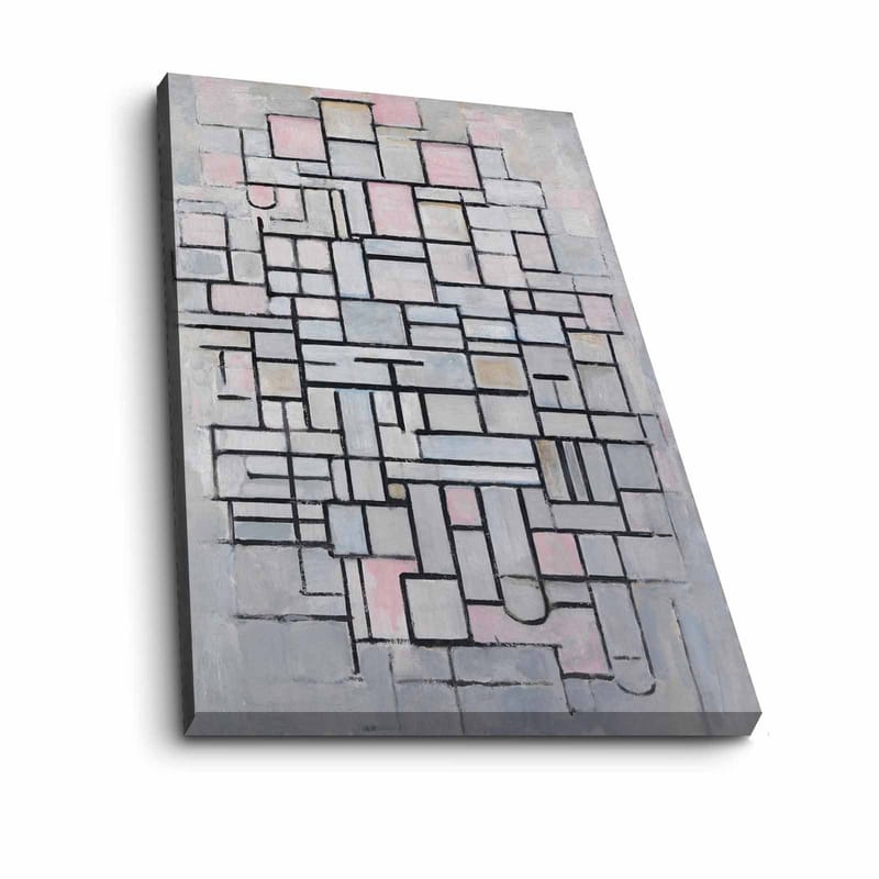 Canvas taulu 70x100 cm - Abstrakti geometristen muotojen sommittelu pehmeissä sävyissä - Vaaleanharmaa / Vaaleanpunainen / Musta - Sisustustuotteet - Taulu & taide - Canvas-taulu