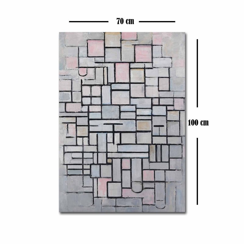 Canvas taulu 70x100 cm - Abstrakti geometristen muotojen sommittelu pehmeissä sävyissä - Vaaleanharmaa / Vaaleanpunainen / Musta - Sisustustuotteet - Taulu & taide - Canvas-taulu