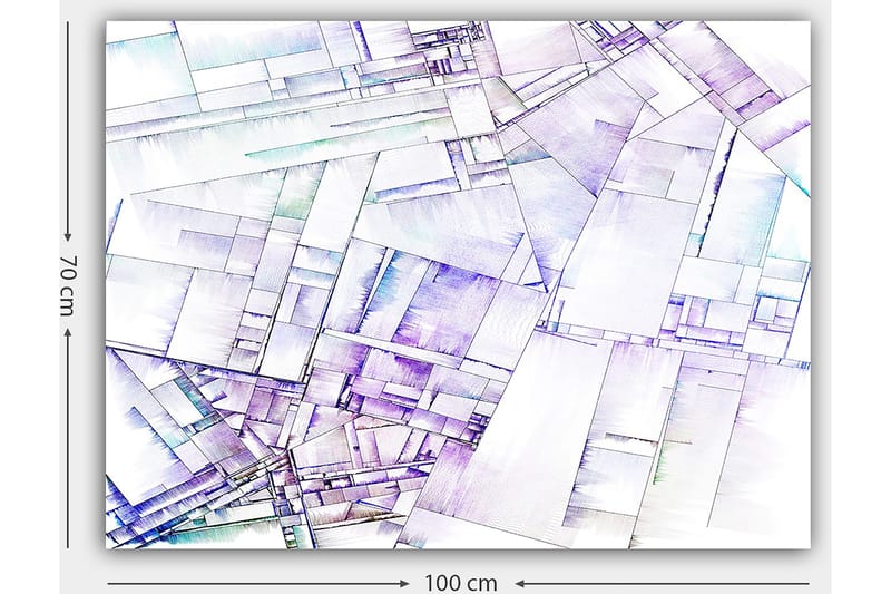 Canvas taulu 70x100 cm - Abstrakti geometristen muotojen sommittelu pehmeissä sävyissä - Violetti / Valkoinen / Vaaleansininen - Sisustustuotteet - Taulu & taide - Canvas-taulu