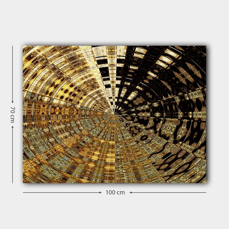 Canvas taulu 70x100 cm - Abstrakti kuvio pyöreillä muodoilla kultaisen ja mustan sävyissä - Kulta / Musta - Sisustustuotteet - Taulu & taide - Canvas-taulu