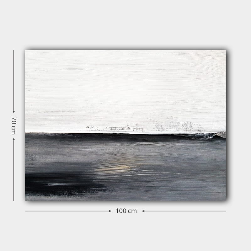 Canvas taulu 70x100 cm - Abstrakti maisema, jossa mustavalkoinen horisonttiviiva - Musta / Valkoinen / Harmaa - Sisustustuotteet - Taulu & taide - Canvas-taulu