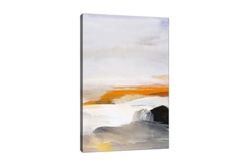 Canvas taulu 70x100 cm - Abstrakti maisema meren ja kivien elementeillä - Oranssi / Harmaa / Valkoinen - Sisustustuotteet - Taulu & taide - Canvas-taulu