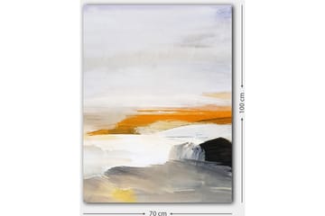 Canvas taulu 70x100 cm - Abstrakti maisema meren ja kivien elementeillä - Oranssi / Harmaa / Valkoinen - Sisustustuotteet - Taulu & taide - Canvas-taulu