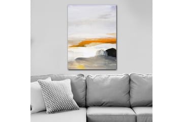 Canvas taulu 70x100 cm - Abstrakti maisema meren ja kivien elementeillä - Oranssi / Harmaa / Valkoinen - Sisustustuotteet - Taulu & taide - Canvas-taulu