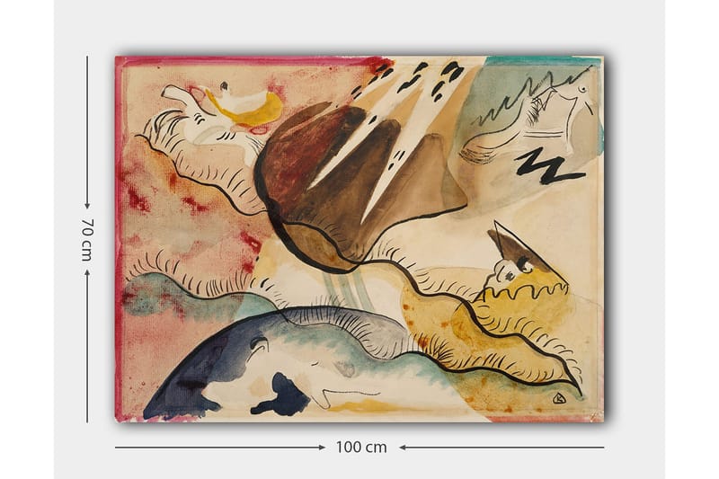 Canvas taulu 70x100 cm - Abstrakti maisema orgaanisilla muodoilla ja värikkäillä elementeillä - Ruskea / Sininen / Keltainen - Sisustustuotteet - Taulu & taide - Canvas-taulu