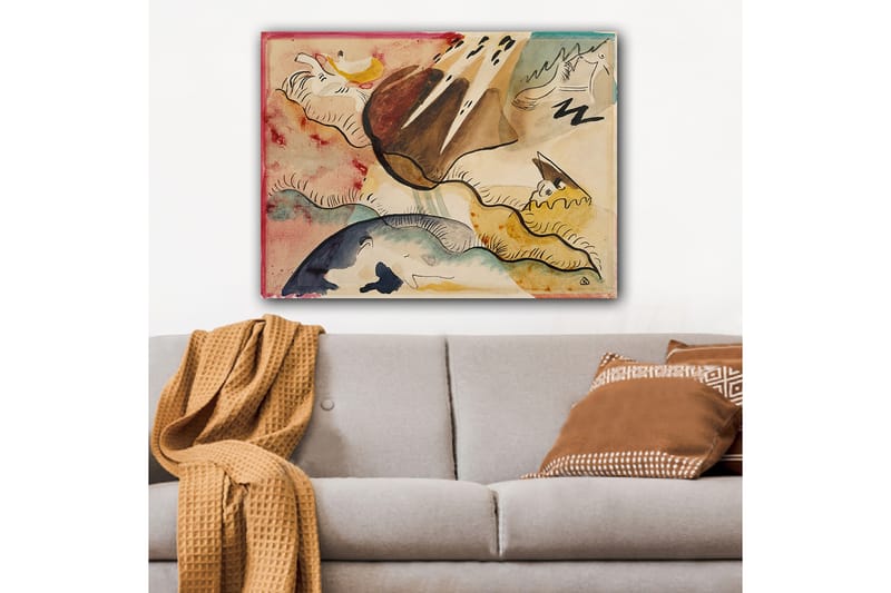 Canvas taulu 70x100 cm - Abstrakti maisema orgaanisilla muodoilla ja värikkäillä elementeillä - Ruskea / Sininen / Keltainen - Sisustustuotteet - Taulu & taide - Canvas-taulu