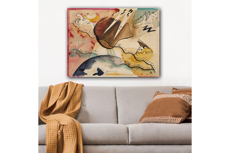 Canvas taulu 70x100 cm - Abstrakti maisema orgaanisilla muodoilla ja värikkäillä elementeillä - Ruskea / Sininen / Keltainen - Sisustustuotteet - Taulu & taide - Canvas-taulu